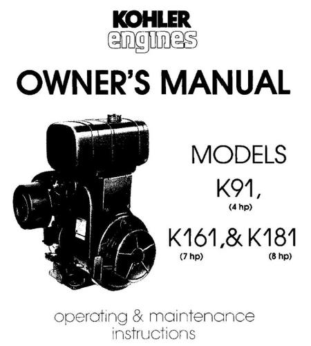 Engine Kohler K 91 K161 K181 OM #ENS-593-F.pdf - Kohler - RedSquare